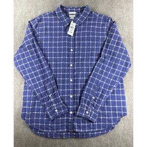 L. L. Bean Men's Seersucker Plaid Button Front Shirt‎ Large Regular Cotton Modal